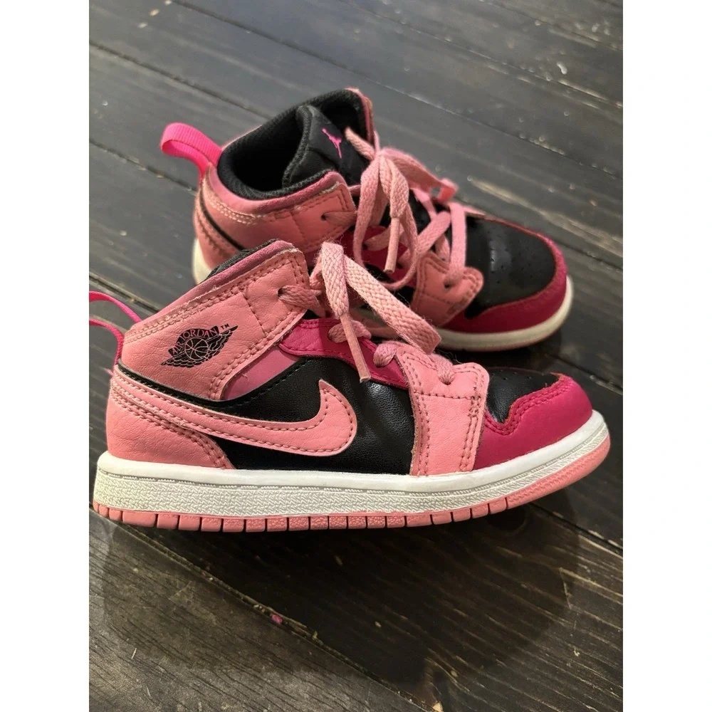 Jordan 1 Mid Coral Chalk Toddler Air Jordan Kids Youth 9c 640735-662 Shoes Cute - Picture 5 of 6